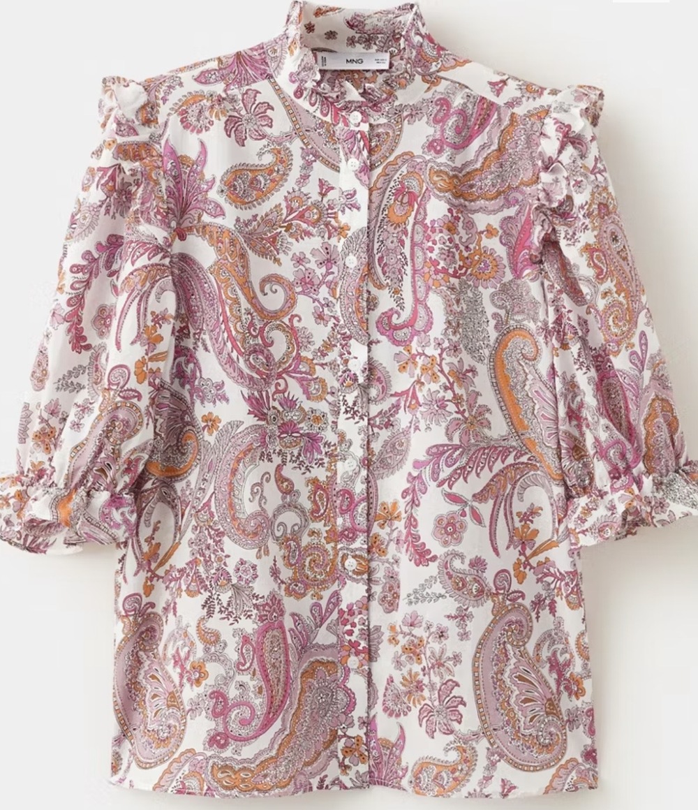 Paisley print ruffle blouse